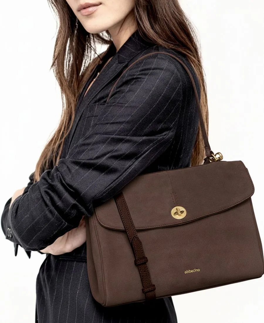 תיק צד לנשים מעור זמש חום עשיר | Abbacino – תמונה 2