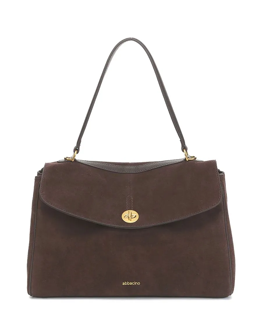 תיק צד לנשים מעור זמש צבע חום חברת Abbacino