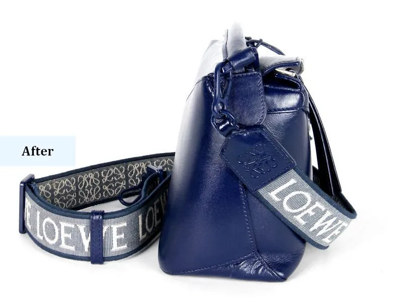 תמונות אחרי חידוש תיק LOEWE כחול סגלגל צביעה מחדש (2)