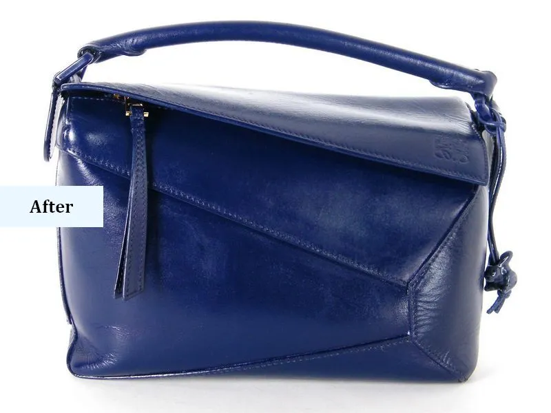 תמונות אחרי חידוש תיק LOEWE כחול סגלגל צביעה מחדש (3)