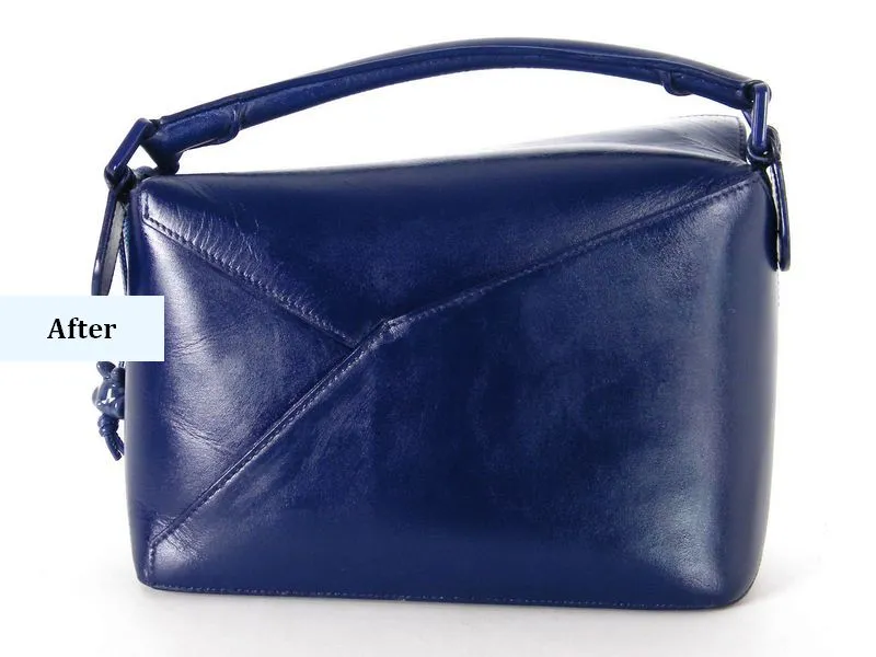 תמונות אחרי חידוש תיק LOEWE כחול סגלגל צביעה מחדש (5)