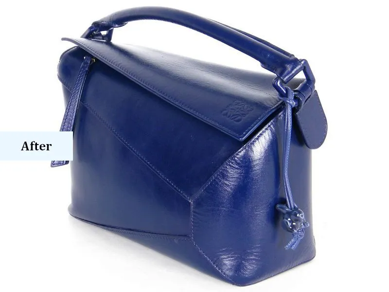 תמונות אחרי חידוש תיק LOEWE כחול סגלגל צביעה מחדש (6)
