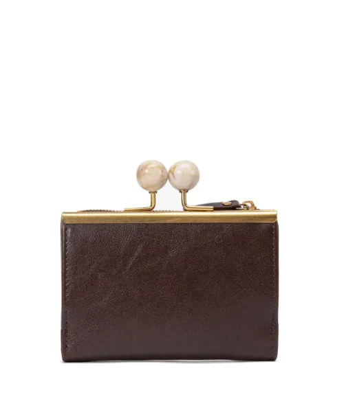 ארנק עור קטן לנשים דגם איבון בחום כהה ארנקי עמנואל