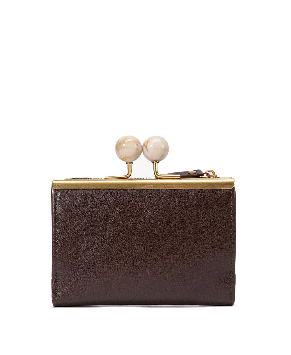 ארנק עור קטן לנשים דגם איבון בחום כהה ארנקי עמנואל