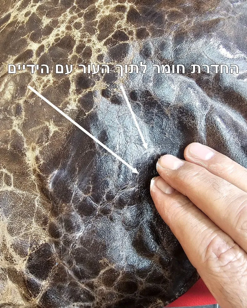 החדרת חומר ההזנה לעור באמצעות עבודה ידנית החדרת חומר ההזנה לעור באמצעות עבודה ידנית