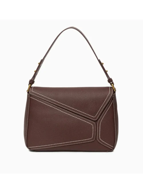 תיק עור לנשים נאפה דגם פאזל בחום כהה