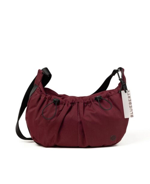 תיק צד גדול מבד לנשים בצבע בורדו Blueberty