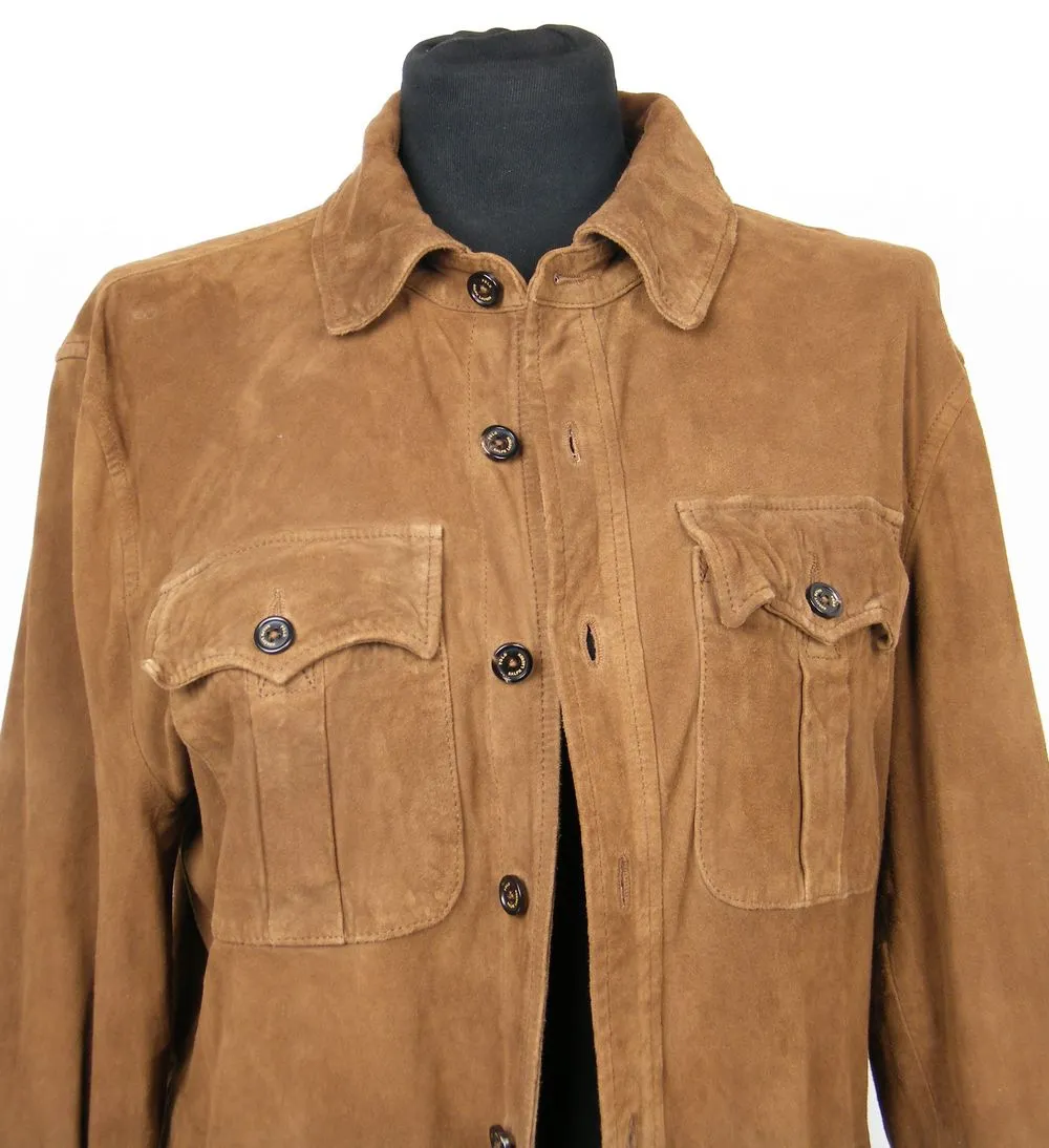 מעיל זמש Ralph Lauren מבט מלא לאחר תיקון חור בעור זמש