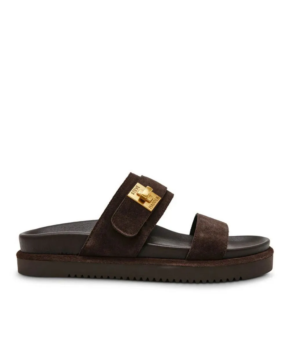 כפכף 2 רצועות עיצוב סטיב מאדן STEVE MADDEN TAKE-TWO CHOCOLATE BROWN SUEDE