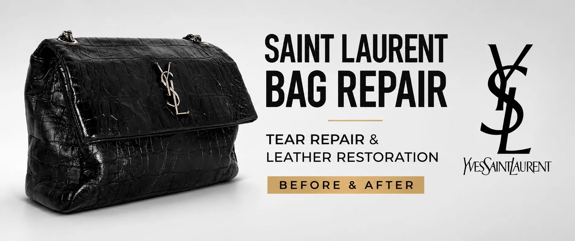 Saint Laurent bag repair before and after leather tear restoration