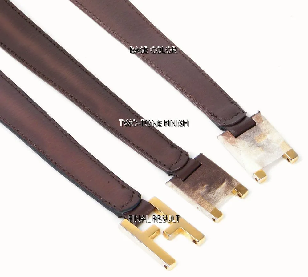 Before and after restoration of a damaged Fendi leather shoulder strap