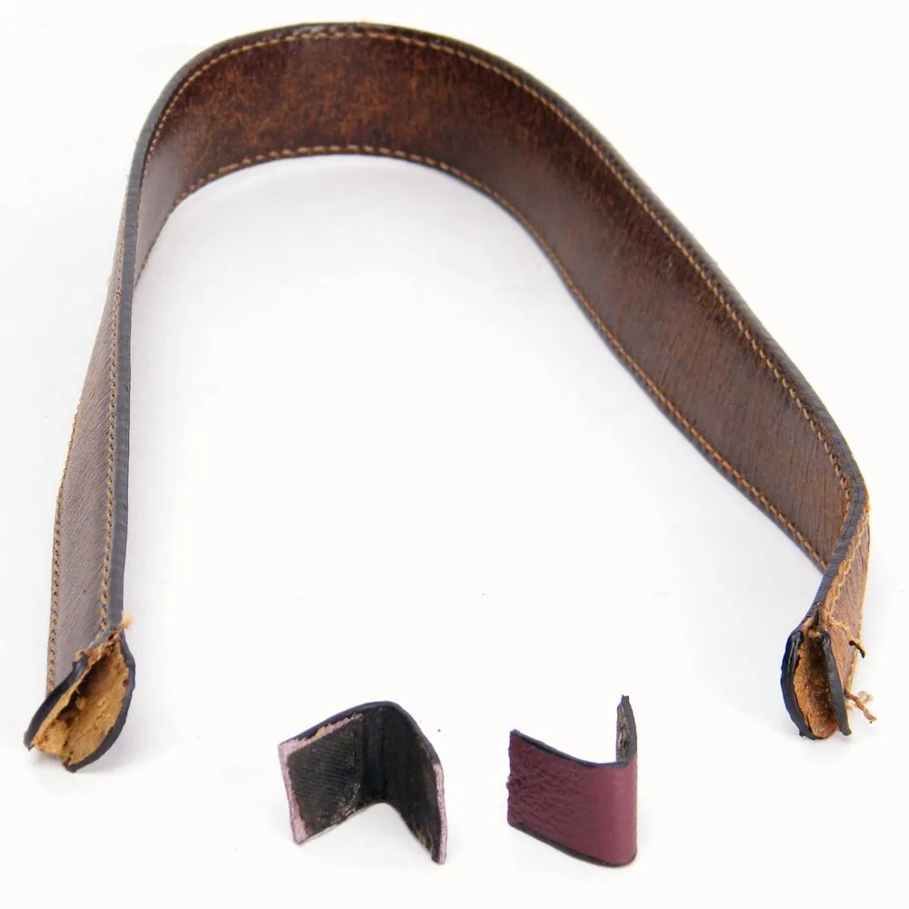 Rebuilding damaged leather ends of a Fendi shoulder strap before hand stitching