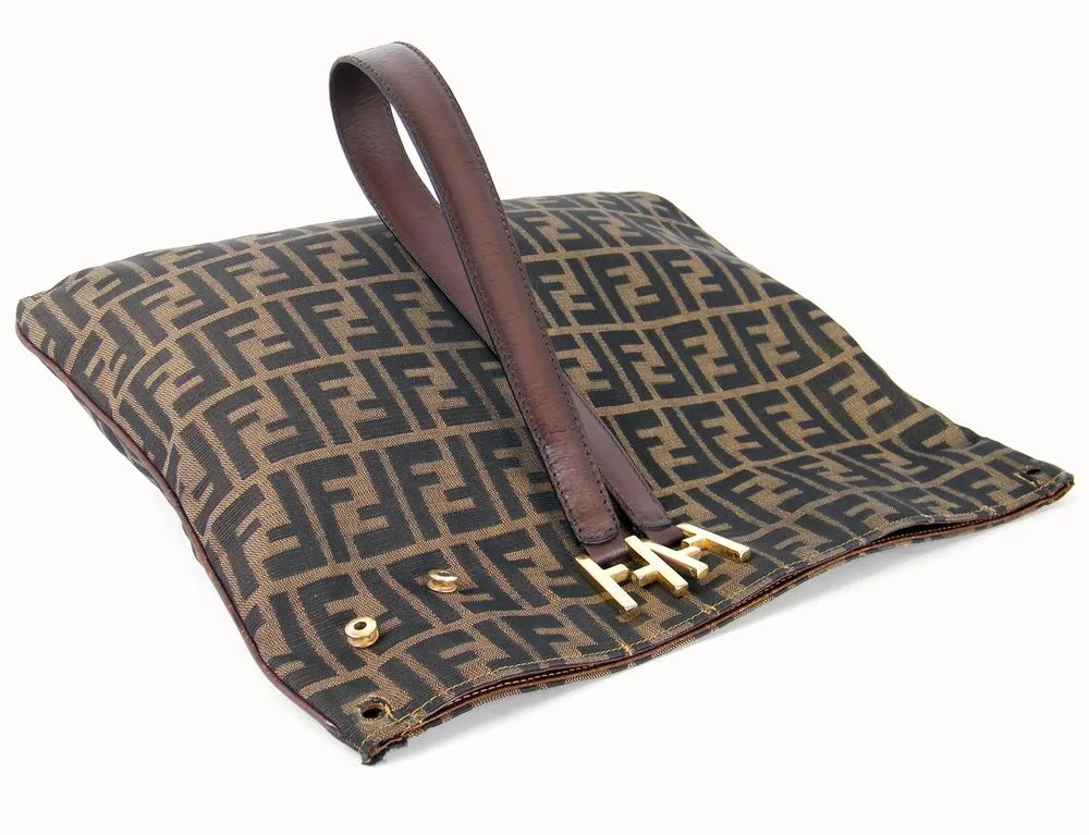 Fendi Zucca bag before final assembly with restored leather strap