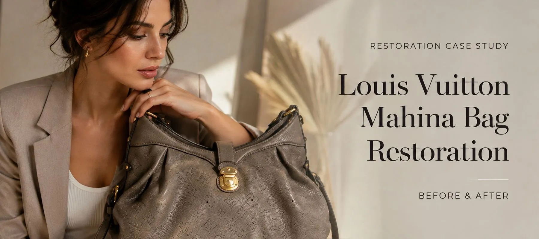 חידוש תיק Louis Vuitton Mahina – תיק עור לפני תהליך השיקום