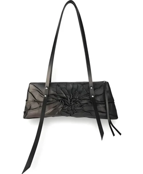 תיק כתף לנשים COR שחור מעור כבש בעבודת יד - Noam Leather Design