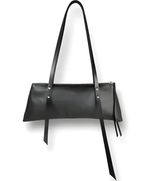 תיק כתף לנשים COR RAW שחור מעור בקר בעבודת יד - Noam Leather Design