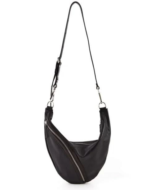 תיק אלכסוני מעור שחור TRIANGLE CROSS BAG בעיצוב נועם מויאל