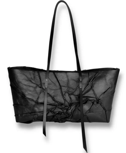 תיק צד גדול לנשים TOTE BAG XL מעור שחור בעבודת יד של Noam Leather Design