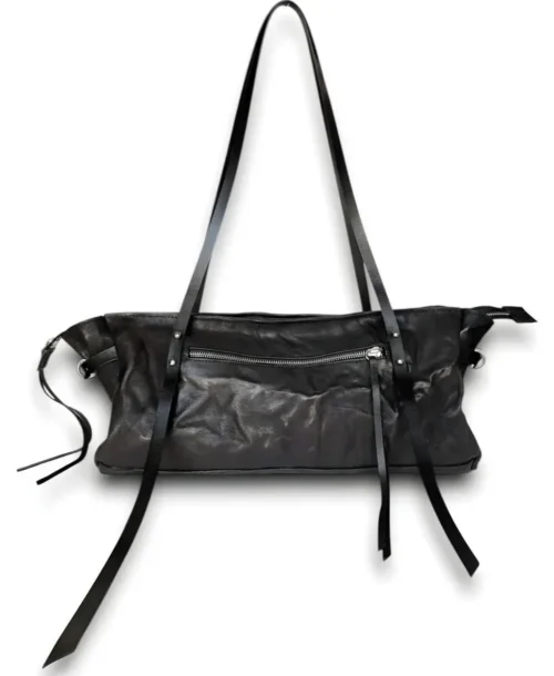 תיק צד לנשים VEGA OYSTER מעור שחור בעבודת יד של Noam Leather Design