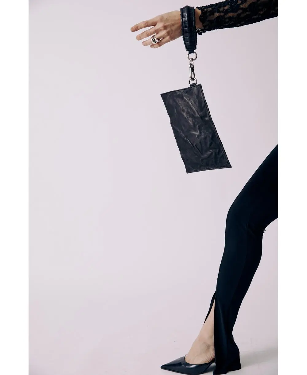 תיק ערב מעור OYSTER CLUTCH שחור | Noam Design – תמונה 4
