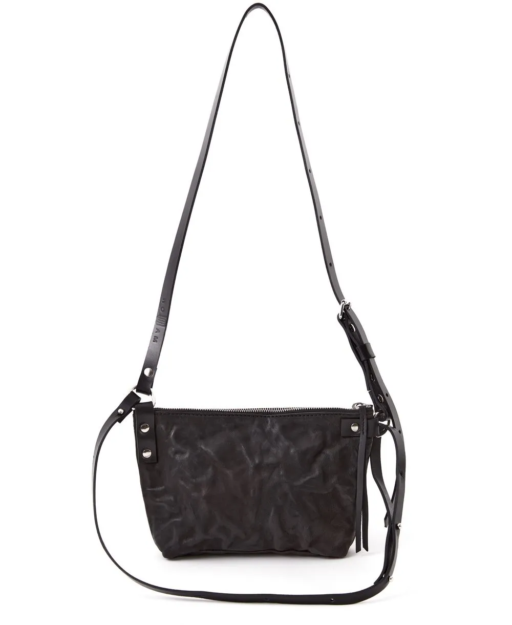 תיק צד מעור שחור OYSTER CROSS BAG בעיצוב Noam Leather Design